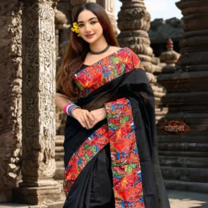 Potchitra Black Half Silk Saree