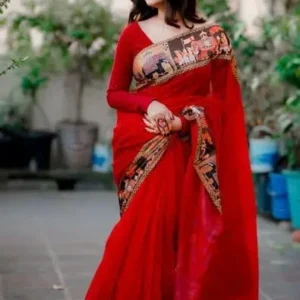 Red Hati Art Saree