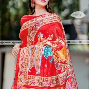 Patachitra Theme Durga Puja Saree